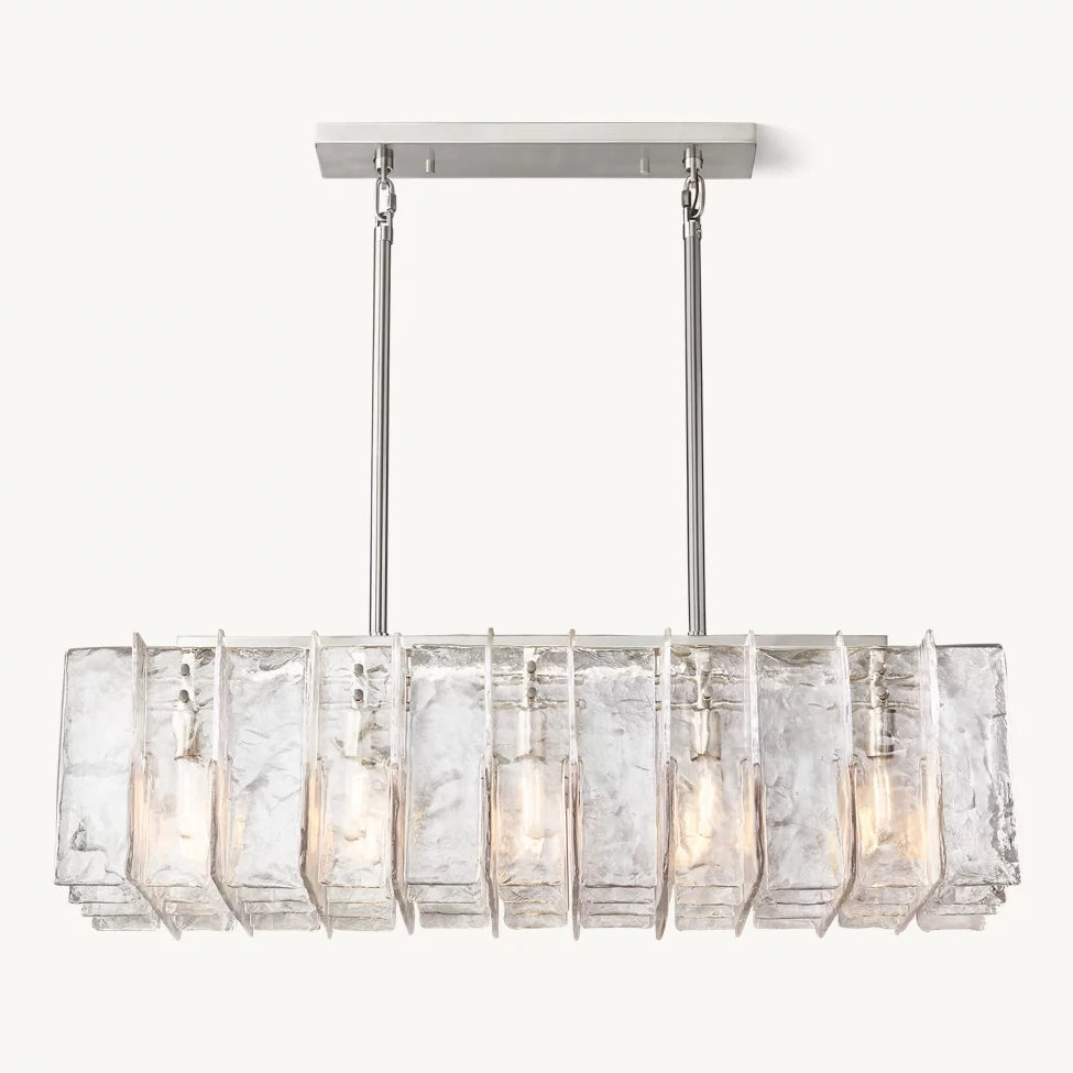 Lattic Clear Glass Rectangular Chandelier 49"-MEET LIGHTING