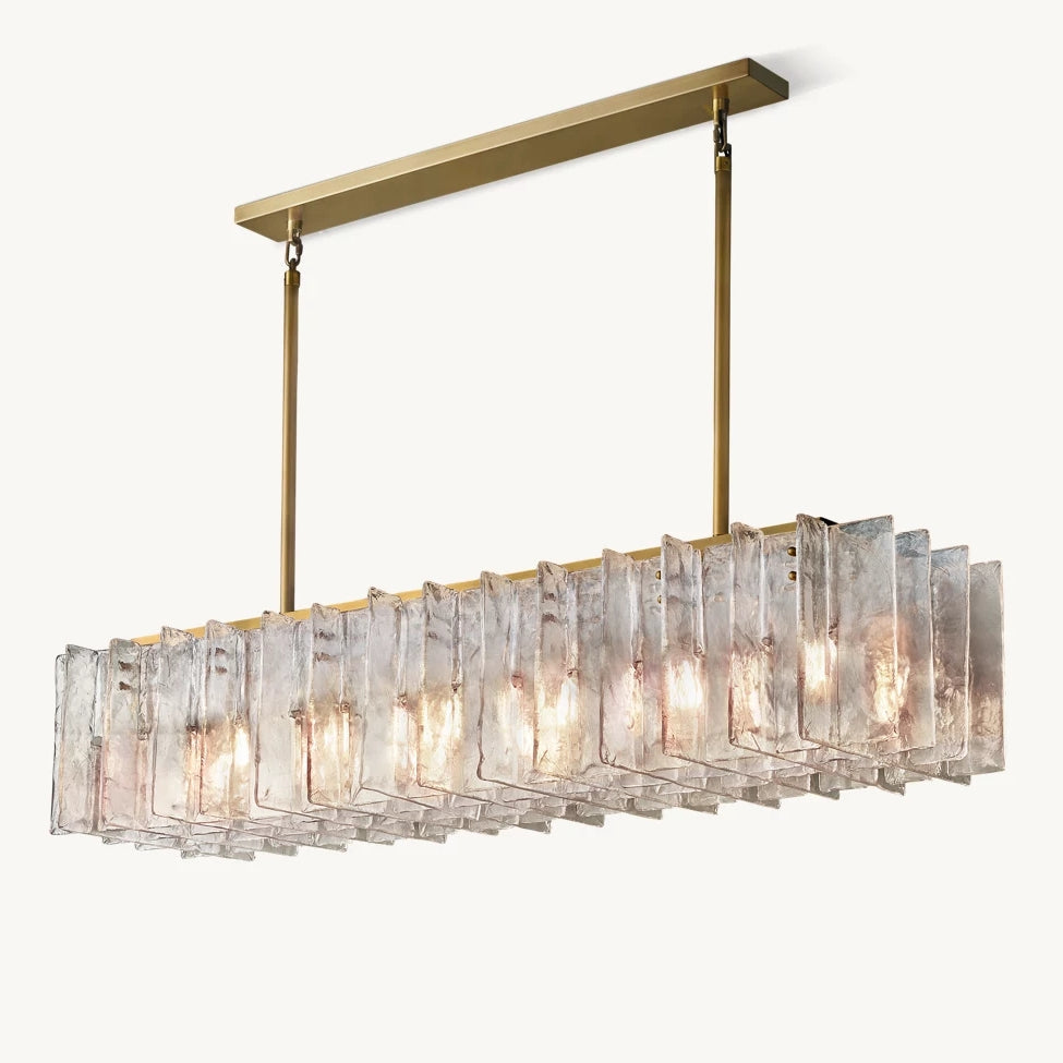 Lattic Clear Glass Rectangular Chandelier 67"-MEET LIGHTING