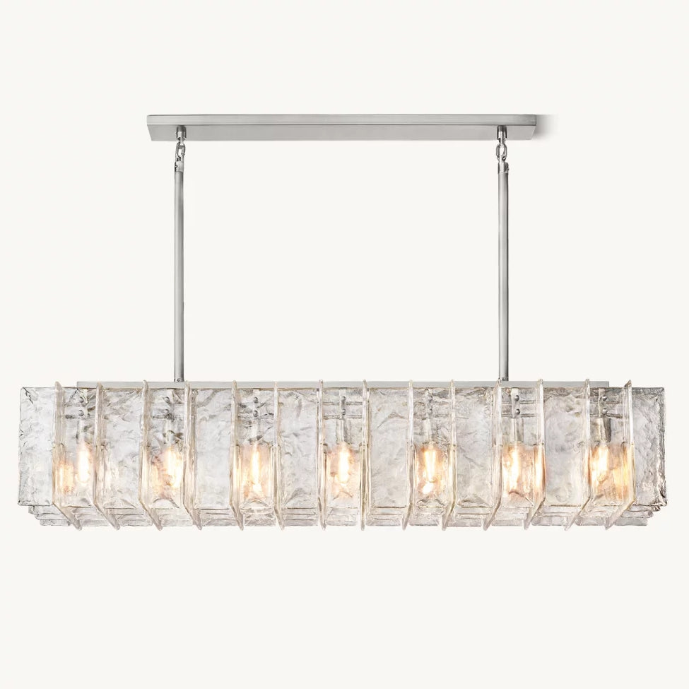 Lattic Clear Glass Rectangular Chandelier 67"-MEET LIGHTING