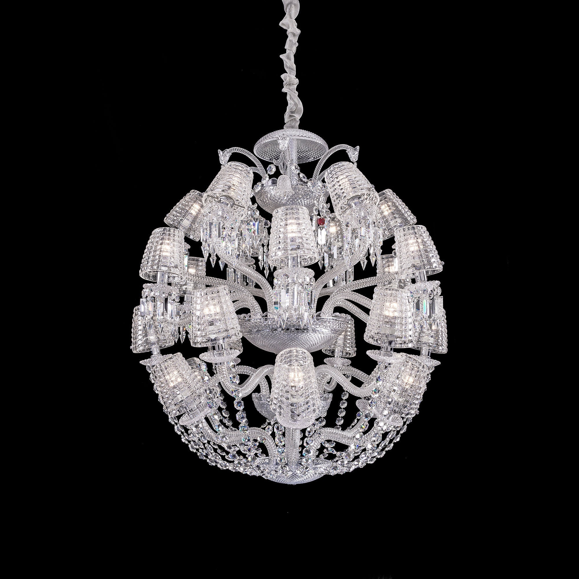 Luxury Globe Crystal Chandelier With Fabric/Crystal Glass Lampshades-MEET LIGHTING