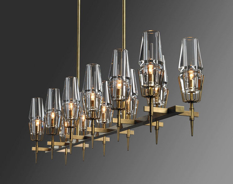 David Glass Round Chandelier Brass-MEET LIGHTING