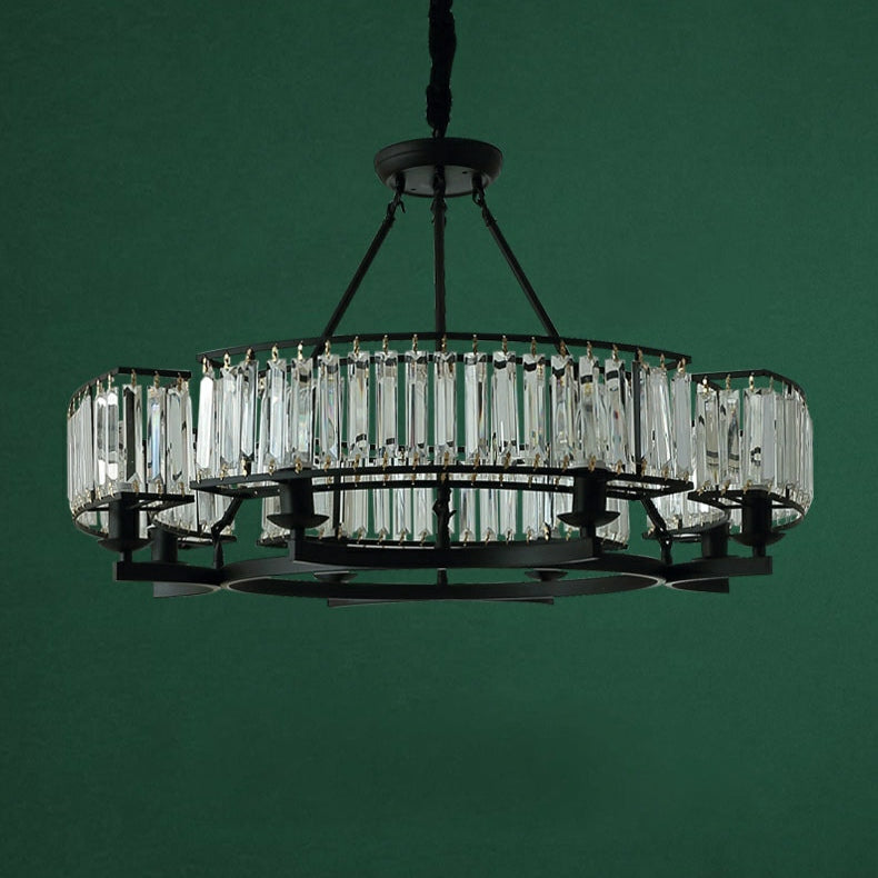 Decorative 6/ 8/ 10/ 12-Light Crystal Ceiling Chandelier Triangular Prism Island Light Fixture Metal Shade for Living Room-MEET LIGHTING