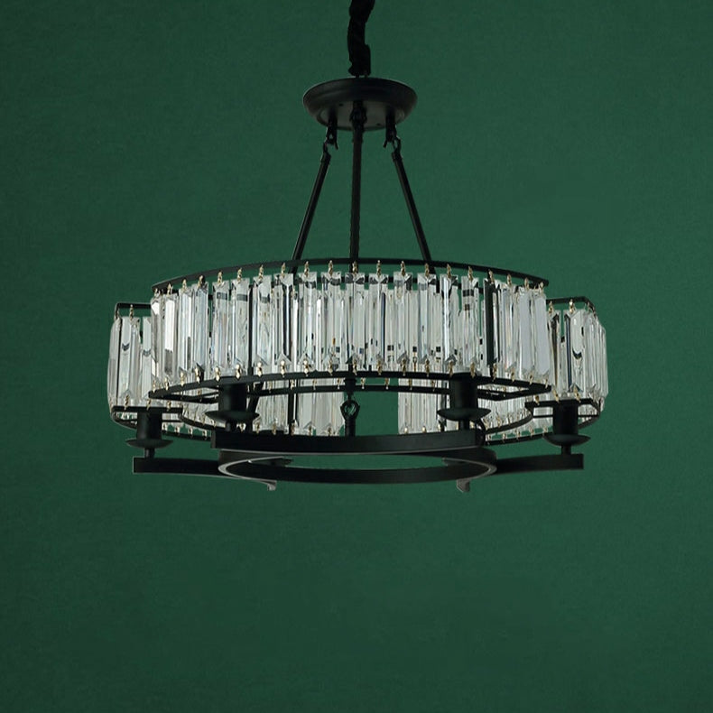 Decorative 6/ 8/ 10/ 12-Light Crystal Ceiling Chandelier Triangular Prism Island Light Fixture Metal Shade for Living Room-MEET LIGHTING