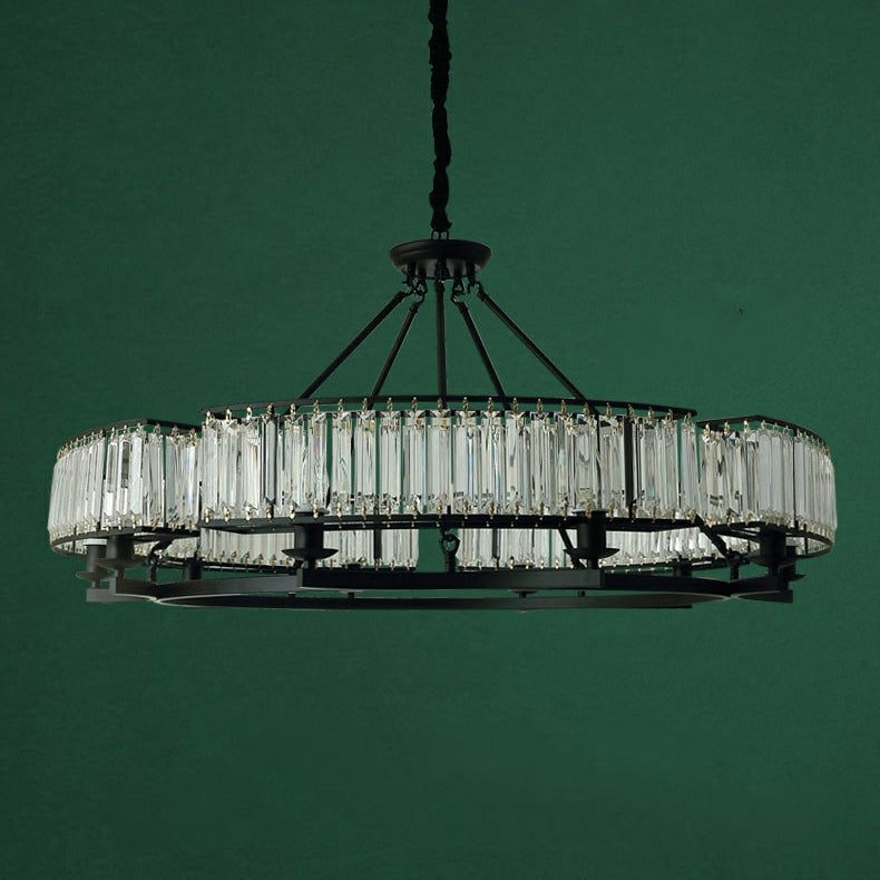 Decorative 6/ 8/ 10/ 12-Light Crystal Ceiling Chandelier Triangular Prism Island Light Fixture Metal Shade for Living Room-MEET LIGHTING