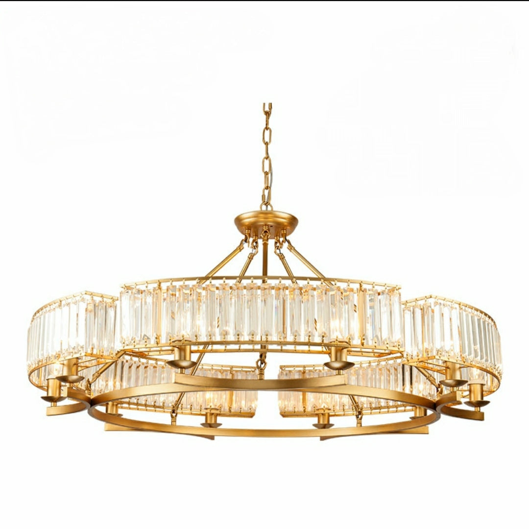 Decorative 6/ 8/ 10/ 12-Light Crystal Ceiling Chandelier Triangular Prism Island Light Fixture Metal Shade for Living Room-MEET LIGHTING