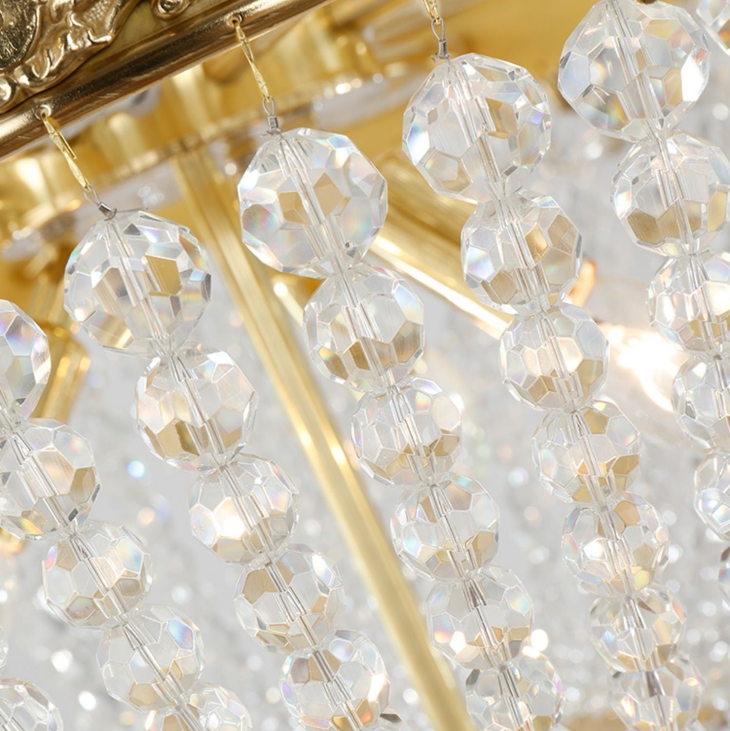 8/12/15 Lights Decorative Empire Brass Candles Crystal Chandelier Romantic Foyer Living Room Ceiling Light Fixture in Pure Copper Finish-MEET LIGHTING