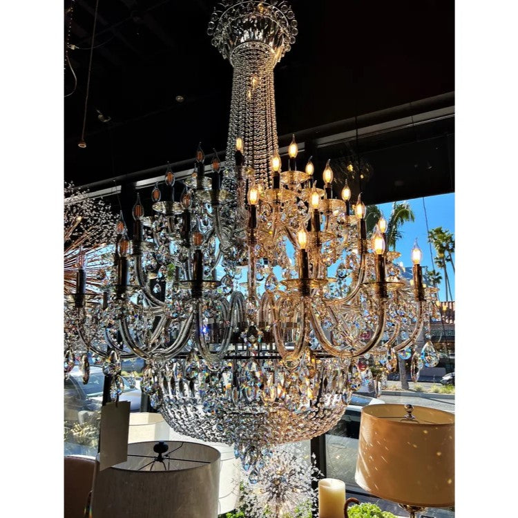 Extra Large European-style Multi-layers Candle Luxury Crystal Chandelier Gold Art Foyer/Staircase Decorative Light Fixture-MEET LIGHTING