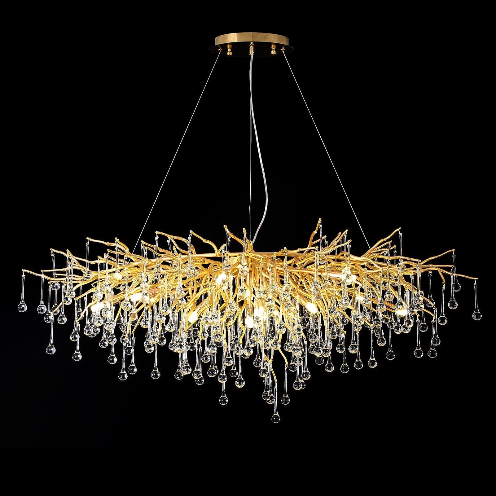 Doris Crystal Rectangular Branch Chandelier L45"-MEET LIGHTING