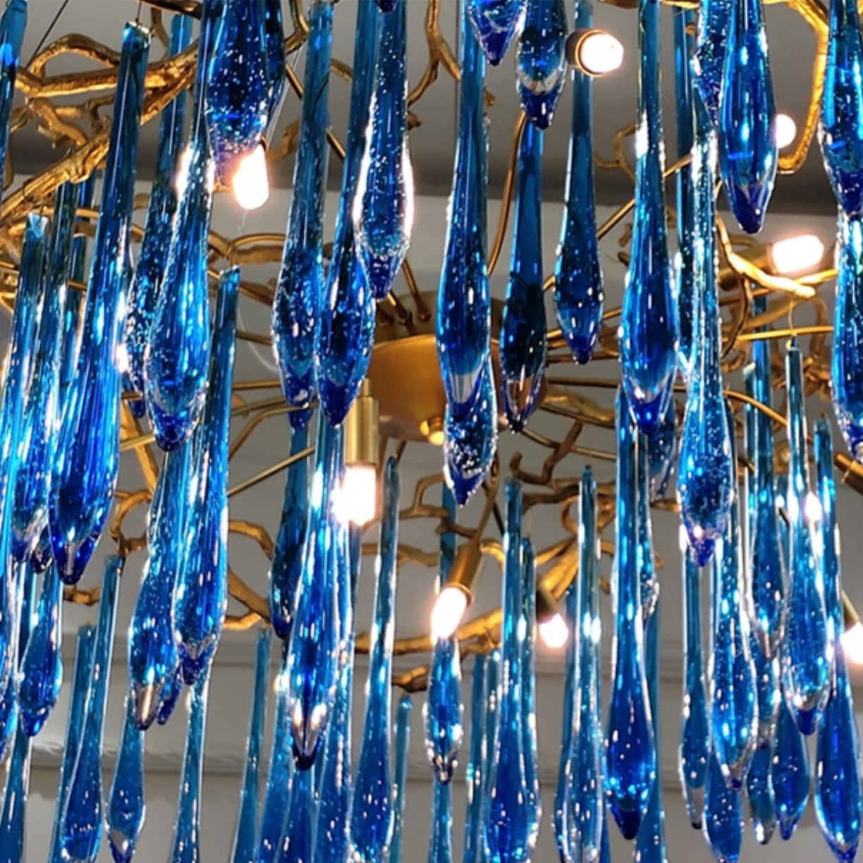 Elegant Blue Colored Branch Glaze Drops Chandelier for Dining Room-MEET LIGHTING