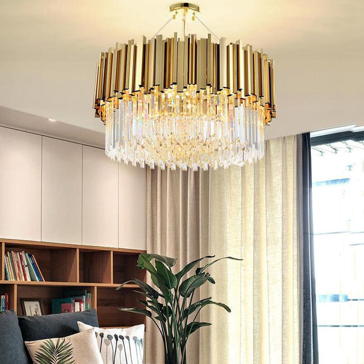 Elian Round Crystal Chandelier-MEET LIGHTING
