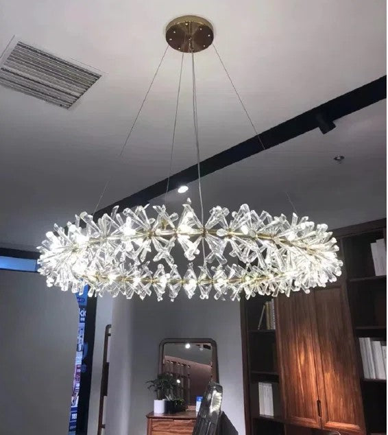 2 Wheel Frozen Ice Crystal Chandelier Light For Living Room Dining Hall-MEET LIGHTING