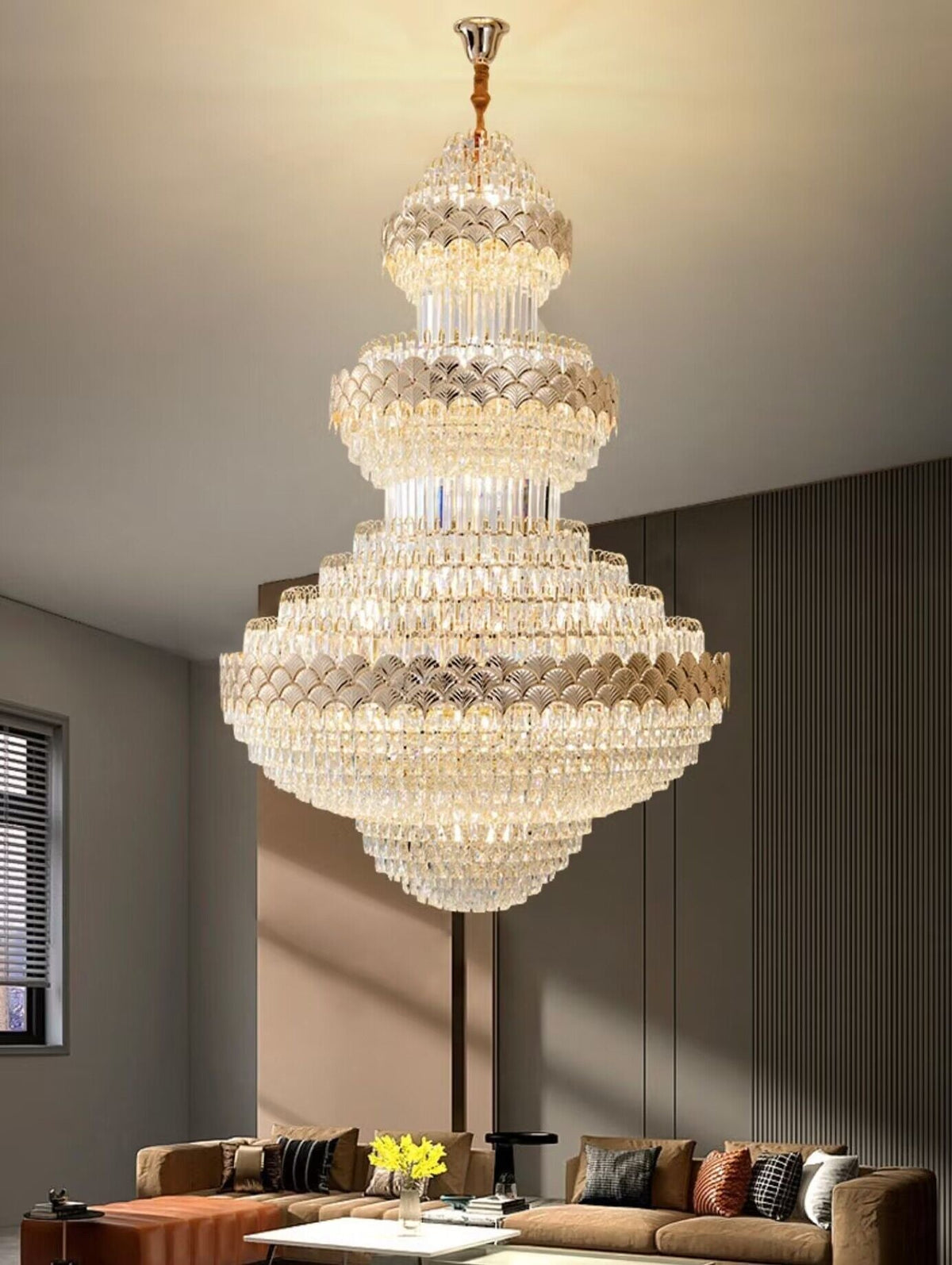 Extra Large Multi-layers Gold Luxury Crystal Chandelier Modern Empire Decrative Crystal Light-Momo Lighting