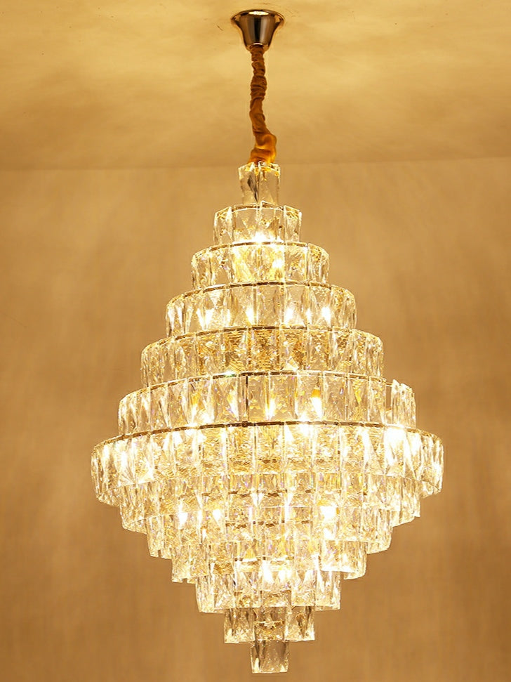 Extra Large Foyer Pure Crystal Ceiling Light Fixture Living Room Entrance Staircase Chandelier-MEET LIGHTING