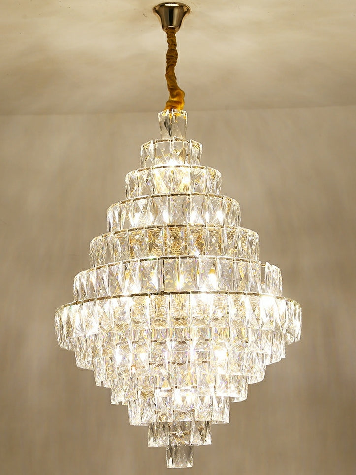 Extra Large Foyer Pure Crystal Ceiling Light Fixture Living Room Entrance Staircase Chandelier-MEET LIGHTING