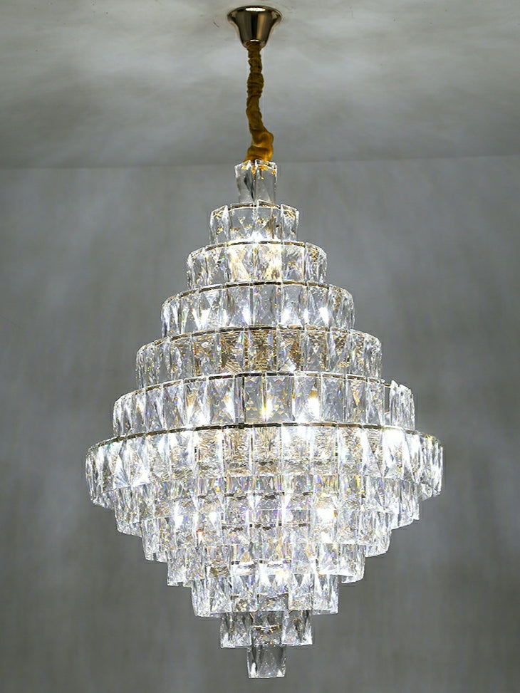 Extra Large Foyer Pure Crystal Ceiling Light Fixture Living Room Entrance Staircase Chandelier-MEET LIGHTING
