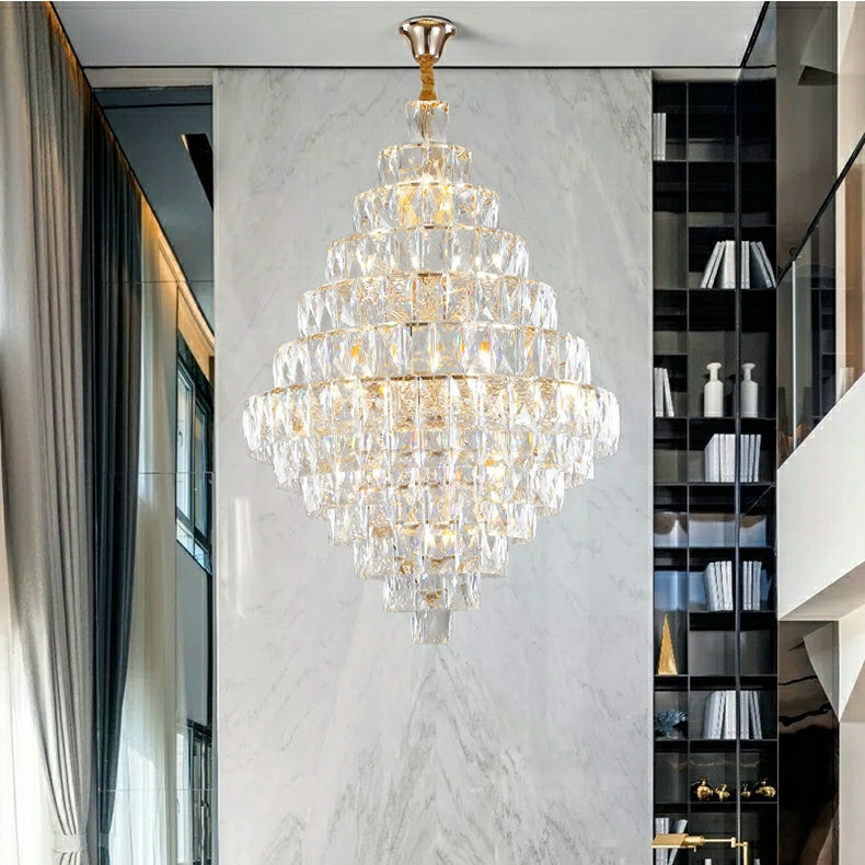 Extra Large Foyer Pure Crystal Ceiling Light Fixture Living Room Entrance Staircase Chandelier-MEET LIGHTING