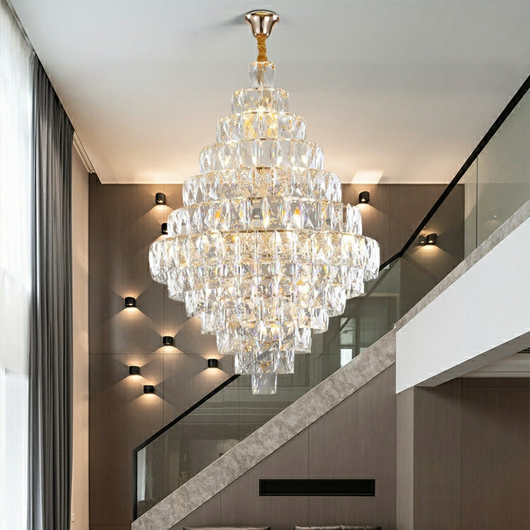 Extra Large Foyer Pure Crystal Ceiling Light Fixture Living Room Entrance Staircase Chandelier-MEET LIGHTING