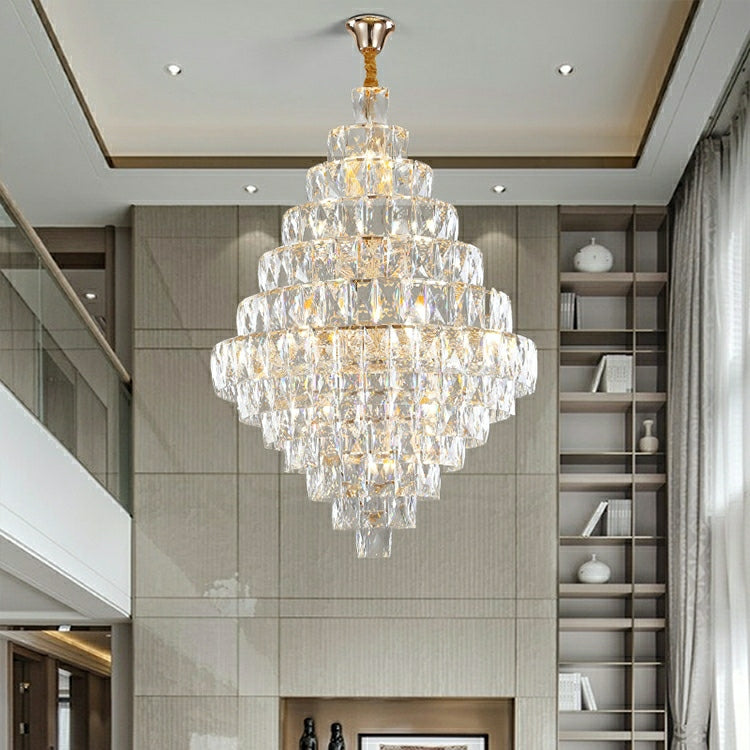 Extra Large Foyer Pure Crystal Ceiling Light Fixture Living Room Entrance Staircase Chandelier-MEET LIGHTING