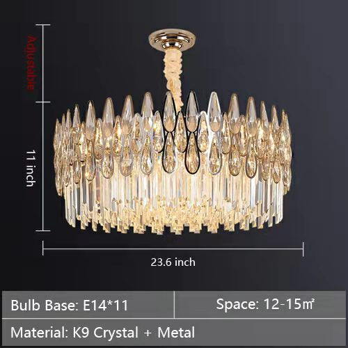 Modern Round/Rectangular Raindrop Crystal Chandelier for Low-ceiling-MEET LIGHTING