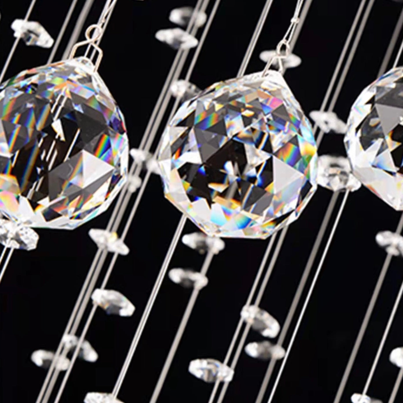 Stately Duplex Crystal Chandelier Spiral Raindrop Globe Shape Ceiling Hanging Light for Entryway/Staircase-MEET LIGHTING