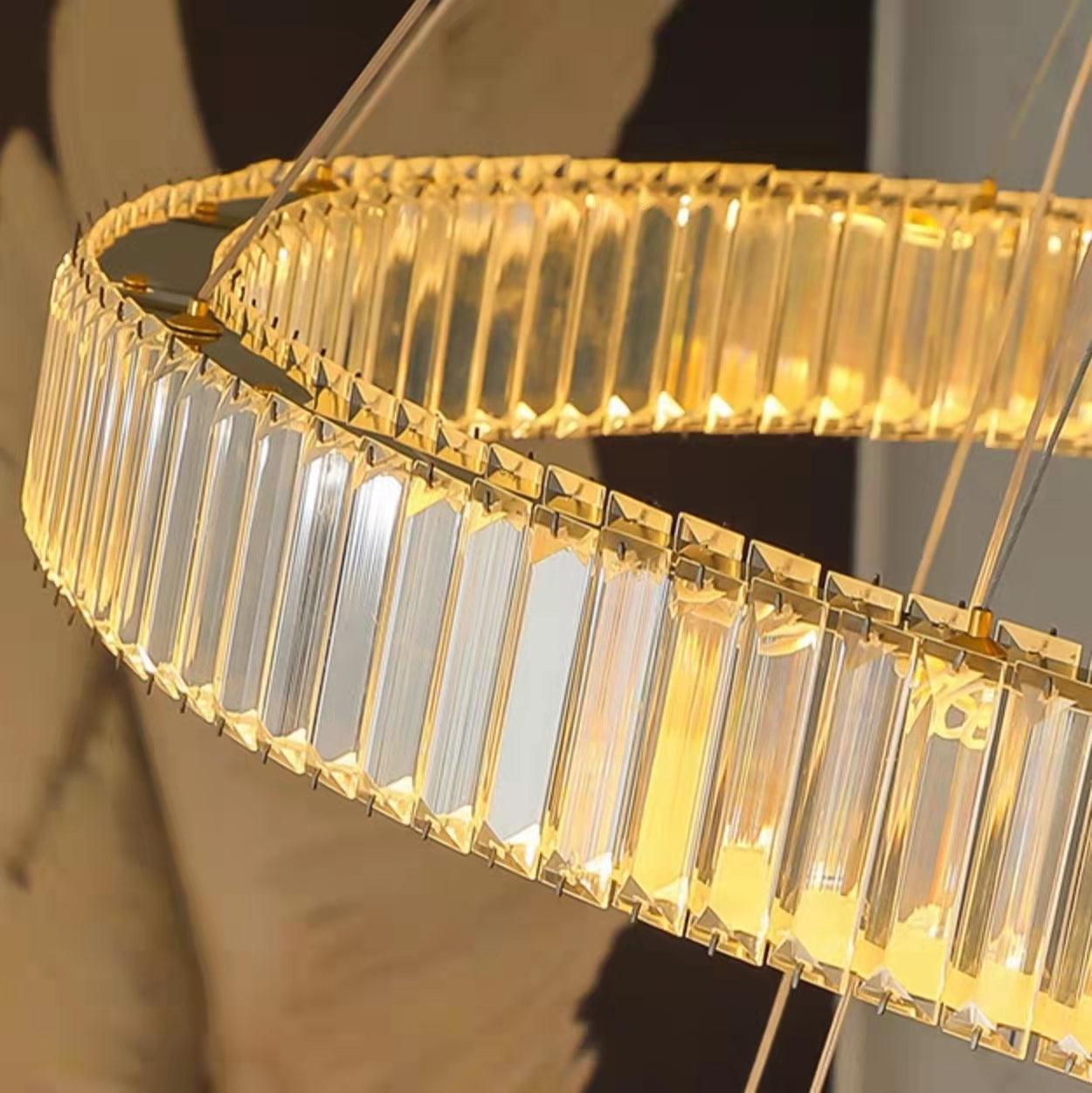 Modern Front Entryway Chandelier 3/4/5/6/7 Rings Crystal Gold/ Chrome Finish Ceiling Lamp-MEET LIGHTING