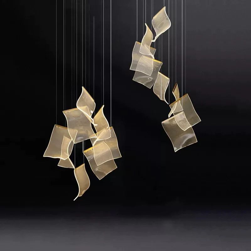 Flame Round Chandelier For Staircase-MEET LIGHTING