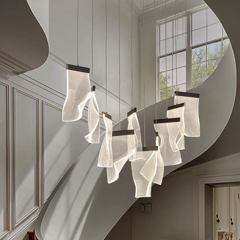 Flame Round Chandelier For Staircase-MEET LIGHTING