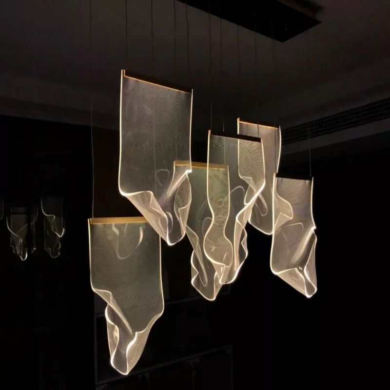 Flame Round Chandelier For Staircase-MEET LIGHTING