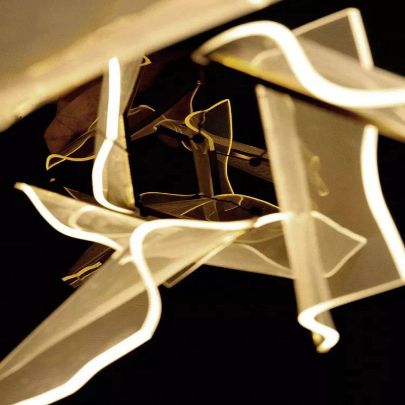 Flame Round Chandelier For Staircase-MEET LIGHTING