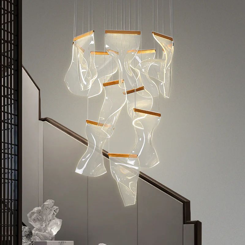 Flame Round Chandelier For Staircase-MEET LIGHTING