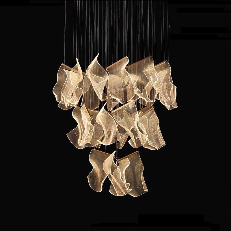 Flame Round Chandelier For Staircase-MEET LIGHTING
