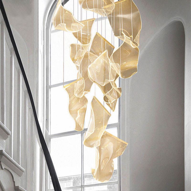 Flame Round Chandelier For Staircase-MEET LIGHTING