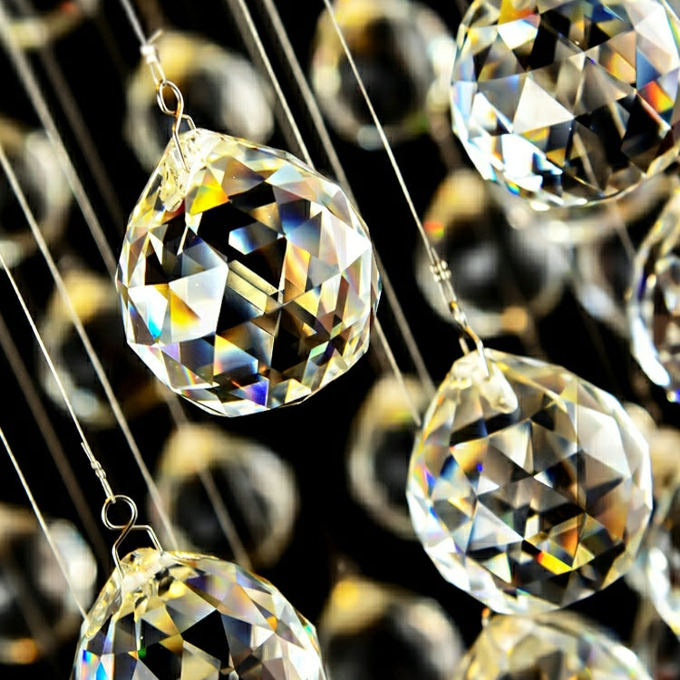 Flush Mounted Crystal Drops Chandelier Elegant Ceiling Light Fixture For Bedroom/ Living Room-MEET LIGHTING