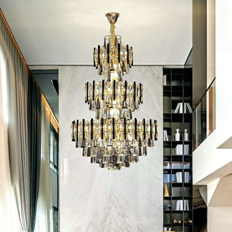Foyer 3 Layers Extra Large Crystal Chandelier for Living Room Staircase Ceiling Lighting Fixture-MEET LIGHTING