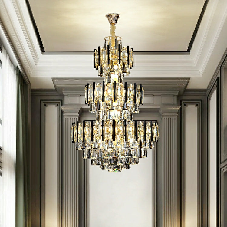 Foyer 3 Layers Extra Large Crystal Chandelier for Living Room Staircase Ceiling Lighting Fixture-MEET LIGHTING