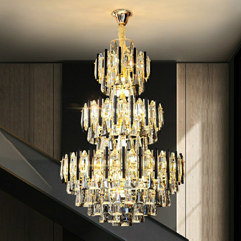 Foyer 3 Layers Extra Large Crystal Chandelier for Living Room Staircase Ceiling Lighting Fixture-MEET LIGHTING