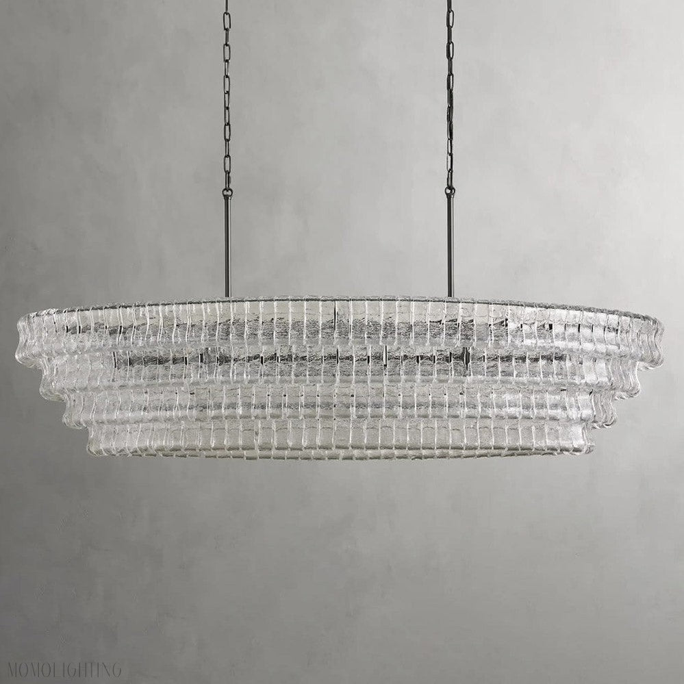 Ghiaccio Art Glass Oval Chandelier 54"/65"-Momo Lighting