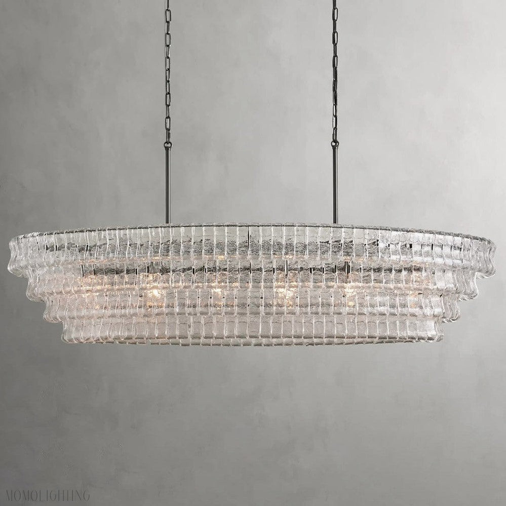 Ghiaccio Art Glass Oval Chandelier 54"/65"-Momo Lighting