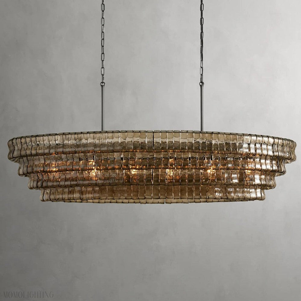 Ghiaccio Art Glass Oval Chandelier 54"/65"-Momo Lighting