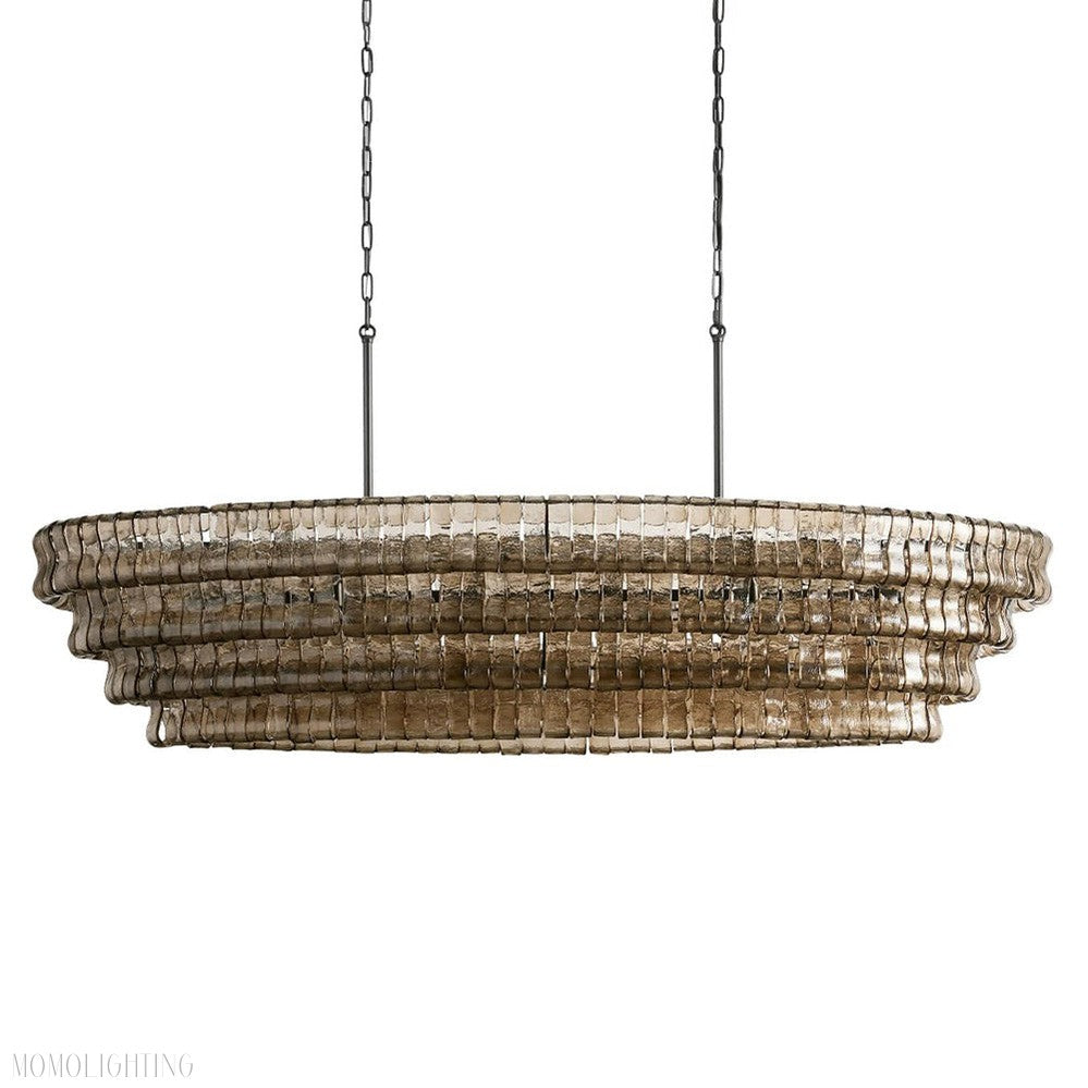 Ghiaccio Art Glass Oval Chandelier 54"/65"-Momo Lighting
