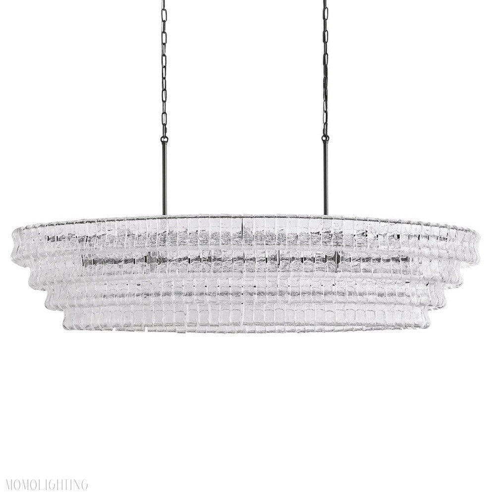 Ghiaccio Art Glass Oval Chandelier 54"/65"-Momo Lighting