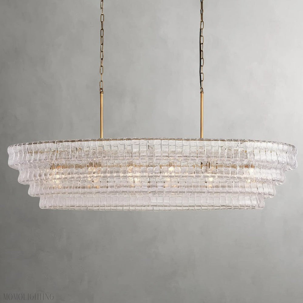 Ghiaccio Art Glass Oval Chandelier 54"/65"-Momo Lighting