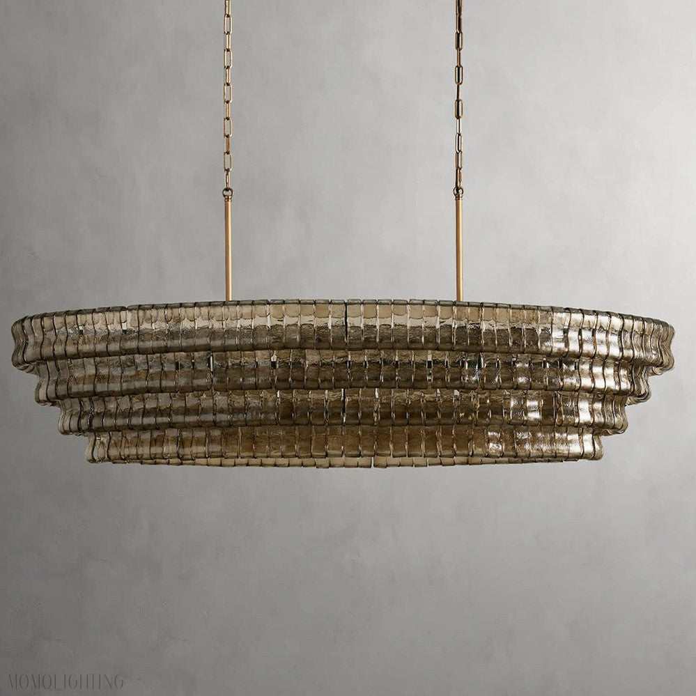 Ghiaccio Art Glass Oval Chandelier 54"/65"-Momo Lighting