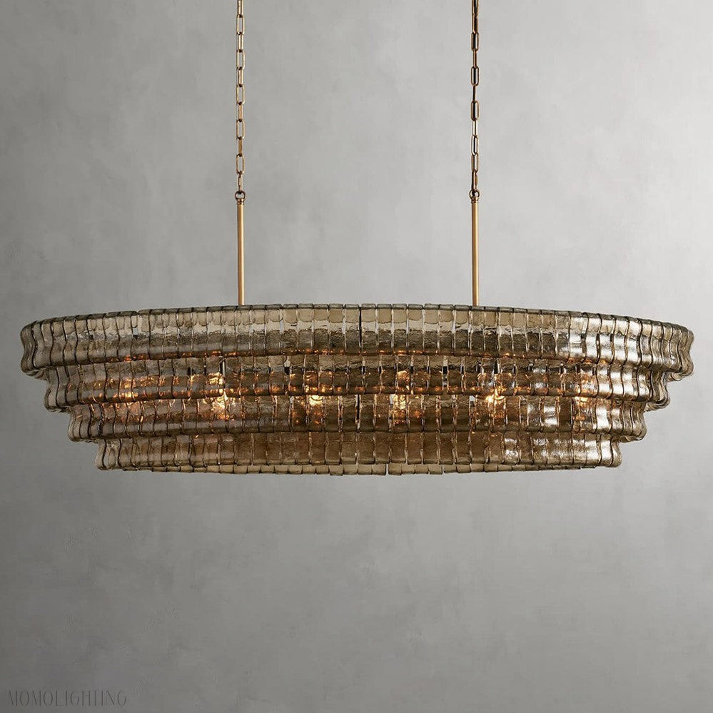 Ghiaccio Art Glass Oval Chandelier 54"/65"-Momo Lighting