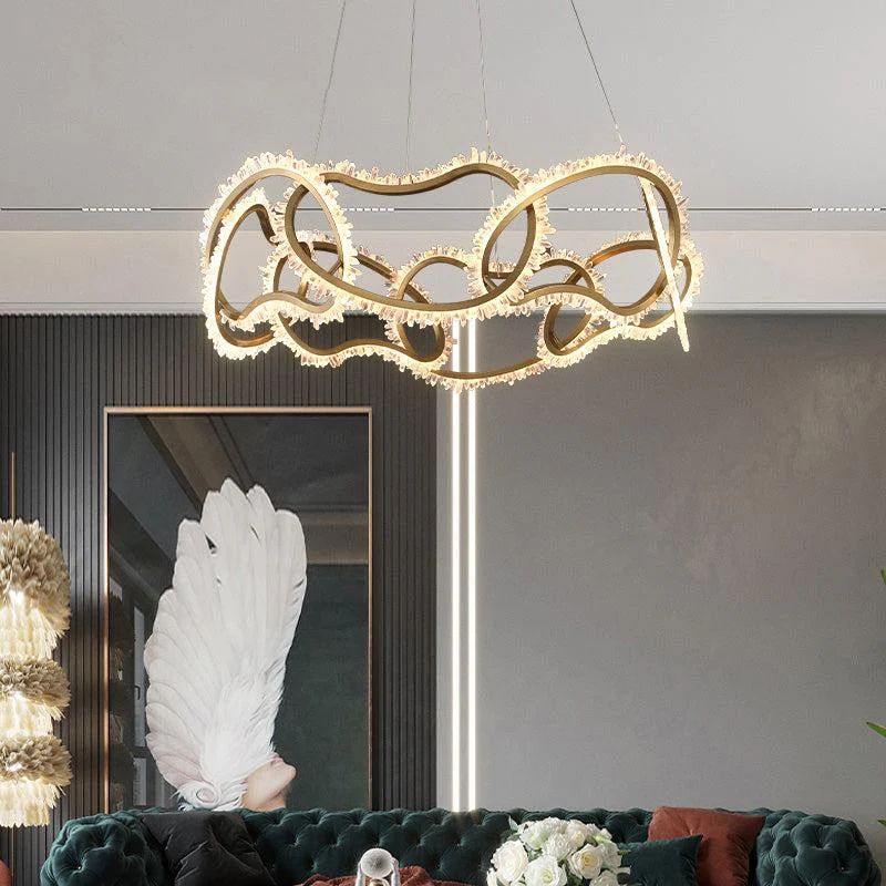 Gina Rock Crystal Multi Ring Chandelier-MEET LIGHTING