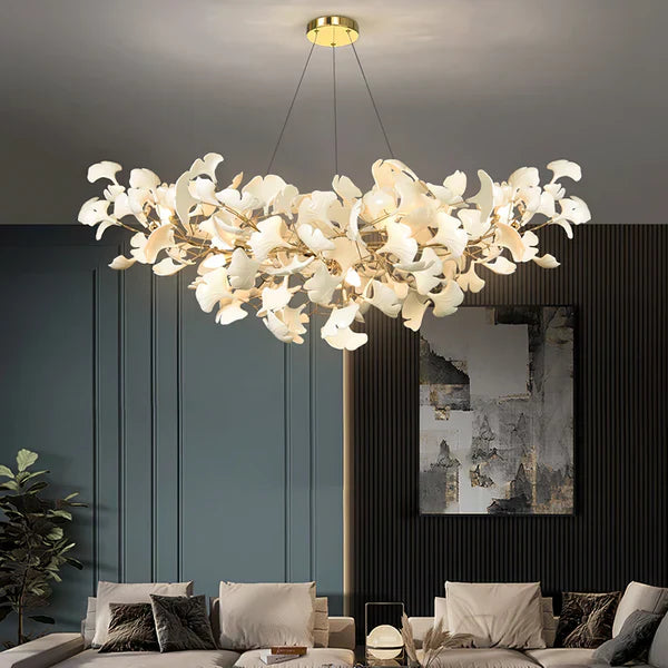 Modern Luxury Linear Ginkgo Ceramic Chandelier for Dining Room/Kitchen Island-MEET LIGHTING