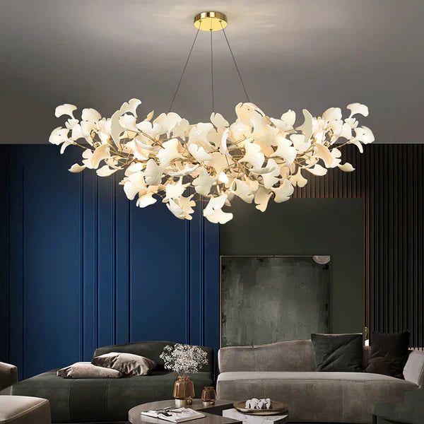 Modern Luxury Linear Ginkgo Ceramic Chandelier for Dining Room/Kitchen Island-MEET LIGHTING
