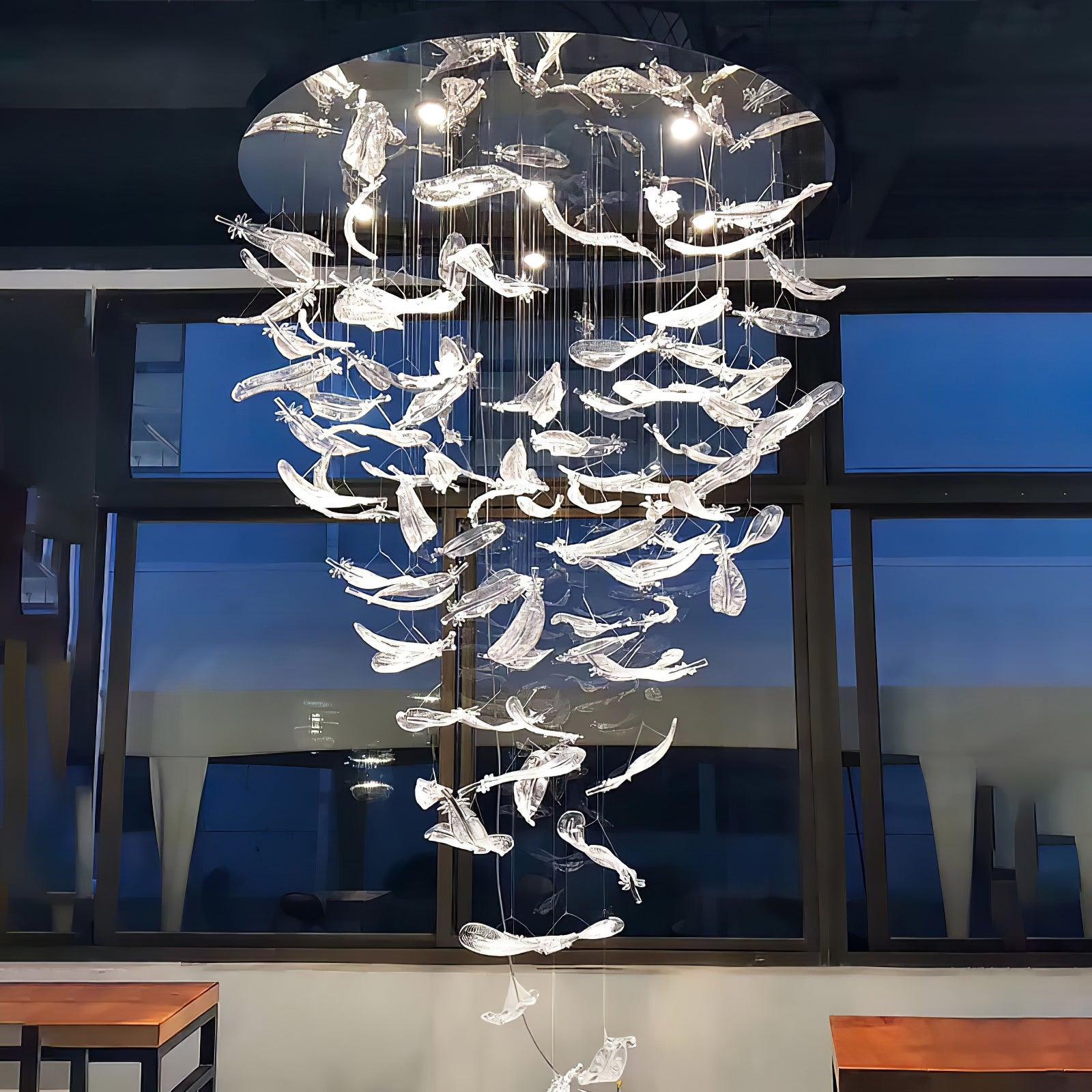Glass Feathers Chandelier-MEET LIGHTING