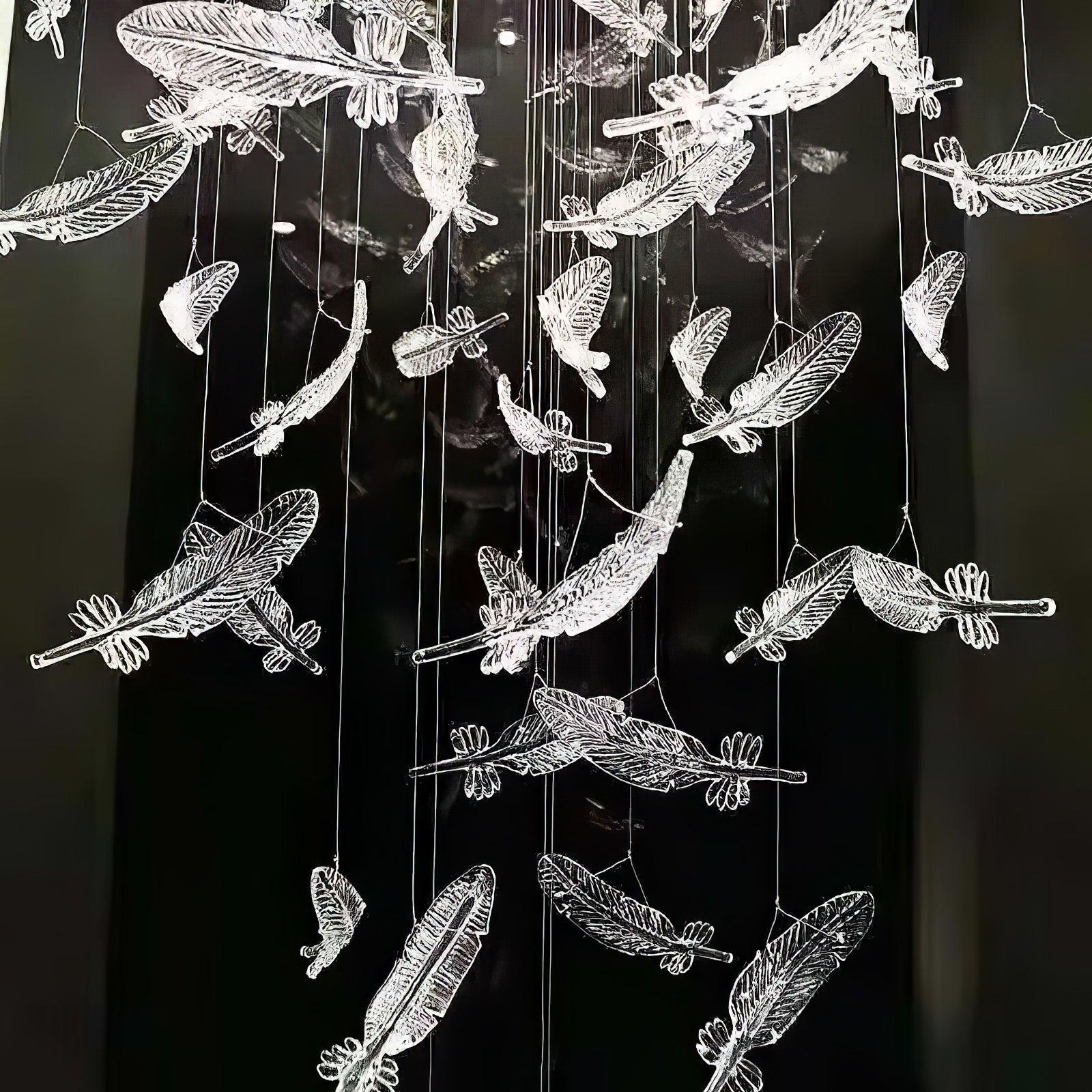 Glass Feathers Chandelier-MEET LIGHTING