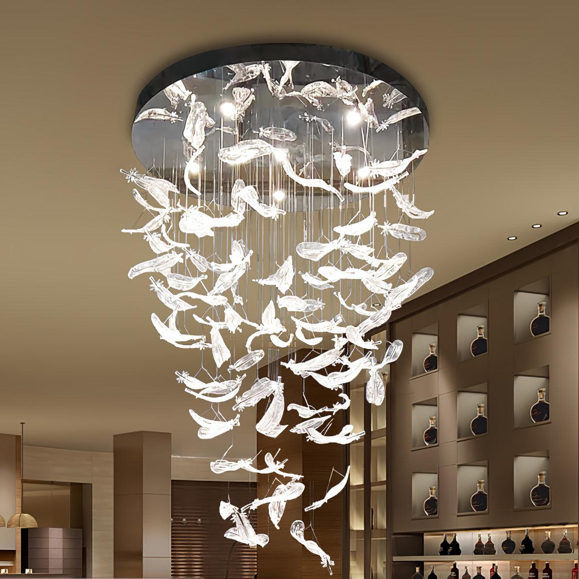 Glass Feathers Chandelier-MEET LIGHTING